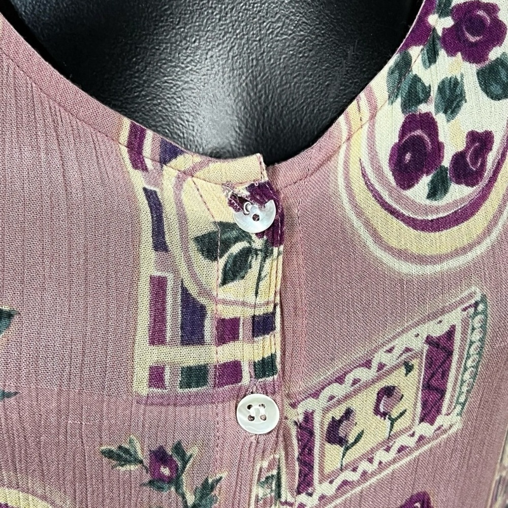 La Cera VINTAGE 80s 90s Midi Pocket Dress Small OVERSIZED Single Stitch Floral - Picture 5 of 8